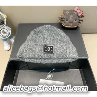 Best Price Chanel Knit Hat with CC Patch CH091306 Dark Grey 2024