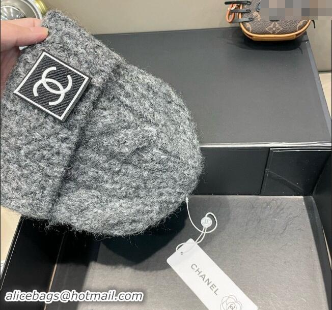 Best Price Chanel Knit Hat with CC Patch CH091306 Dark Grey 2024