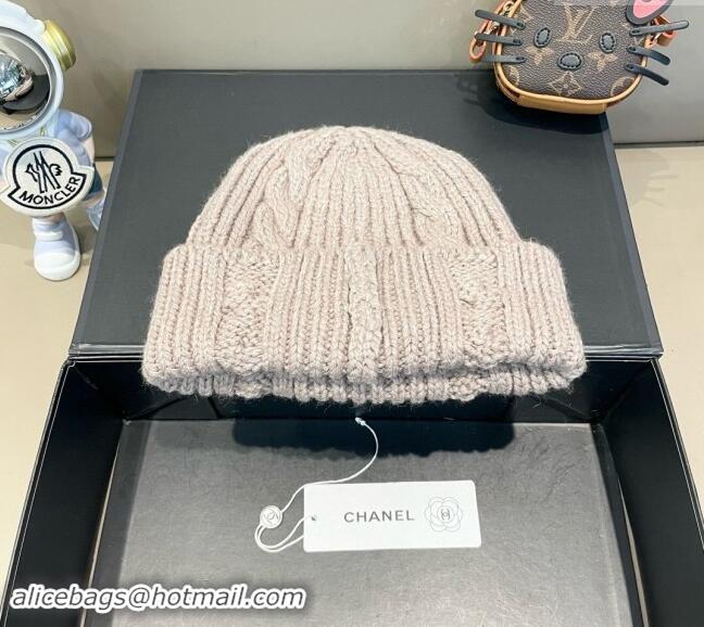 Best Grade Chanel Knit Hat with Metal-Tone CC CH091307 Grey 2024