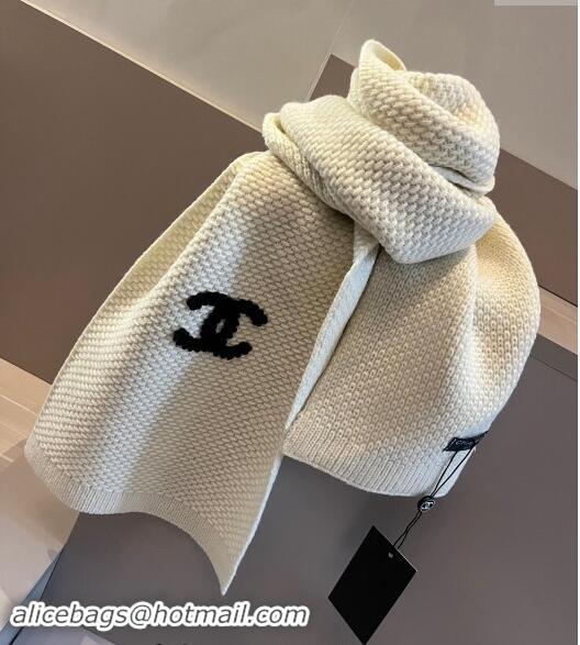 Buy New Cheap Chanel Knit hat and Scarf Set with Maxi CC 1019001 White 2024