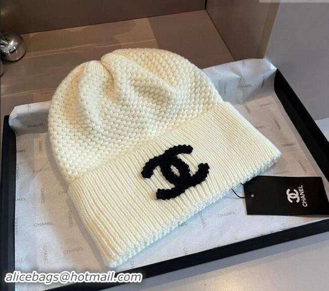 Buy New Cheap Chanel Knit hat and Scarf Set with Maxi CC 1019001 White 2024