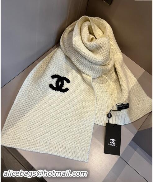 Buy New Cheap Chanel Knit hat and Scarf Set with Maxi CC 1019001 White 2024