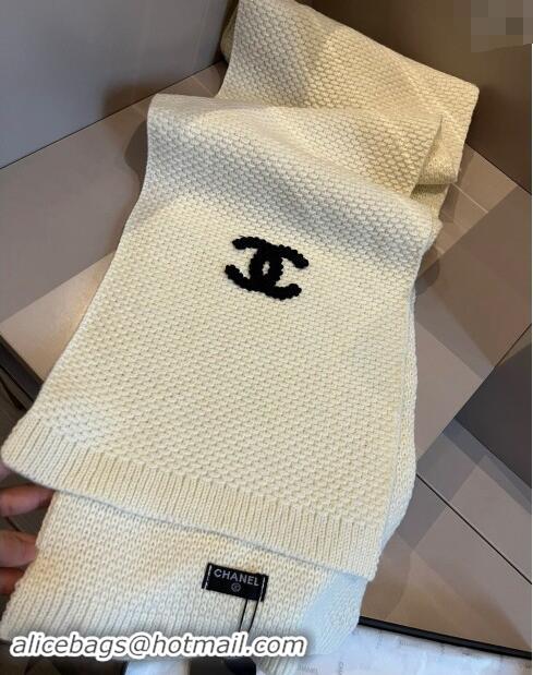 Buy New Cheap Chanel Knit hat and Scarf Set with Maxi CC 1019001 White 2024