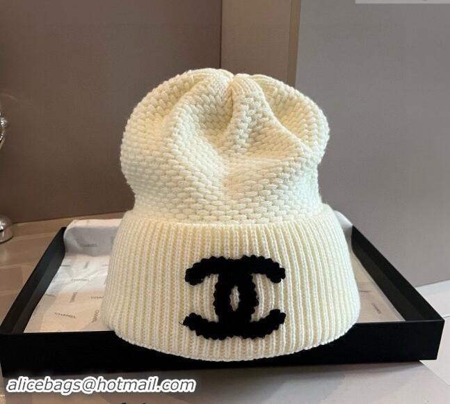 Buy New Cheap Chanel Knit hat and Scarf Set with Maxi CC 1019001 White 2024