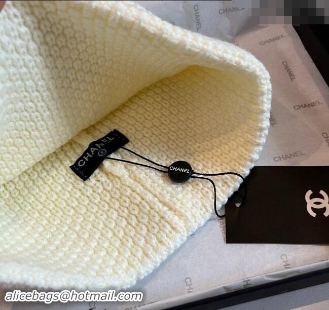 Buy New Cheap Chanel Knit hat and Scarf Set with Maxi CC 1019001 White 2024