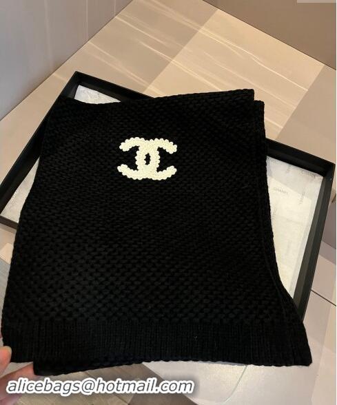 Inexpensive Chanel Knit hat and Scarf Set with Maxi CC 1019001 Black 2024