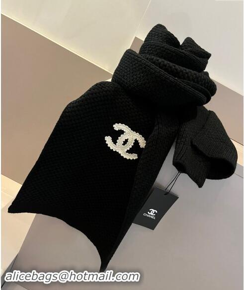 Inexpensive Chanel Knit hat and Scarf Set with Maxi CC 1019001 Black 2024