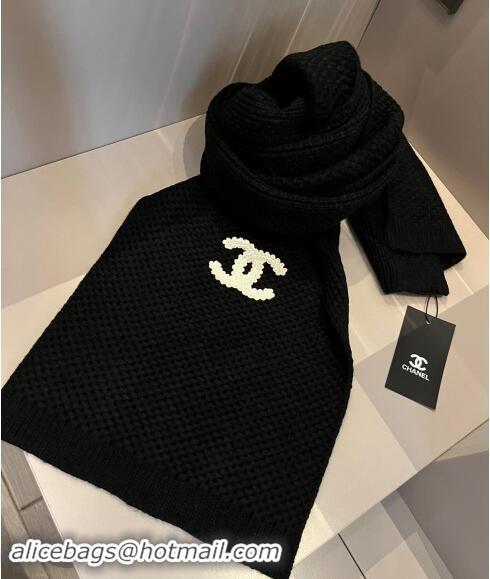 Inexpensive Chanel Knit hat and Scarf Set with Maxi CC 1019001 Black 2024