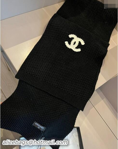 Inexpensive Chanel Knit hat and Scarf Set with Maxi CC 1019001 Black 2024