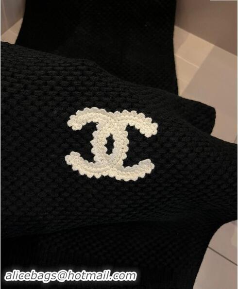 Inexpensive Chanel Knit hat and Scarf Set with Maxi CC 1019001 Black 2024