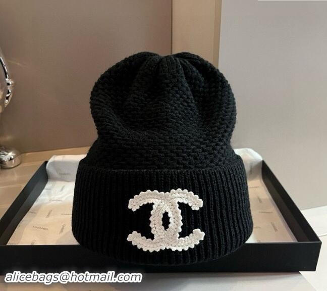 Inexpensive Chanel Knit hat and Scarf Set with Maxi CC 1019001 Black 2024