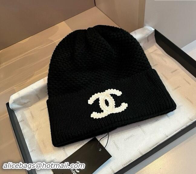 Inexpensive Chanel Knit hat and Scarf Set with Maxi CC 1019001 Black 2024