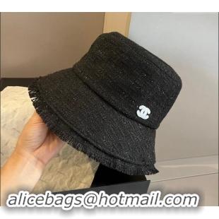 Market Sells Chanel Tweed Bucket Hat with Fringe 1019002 Black 2024