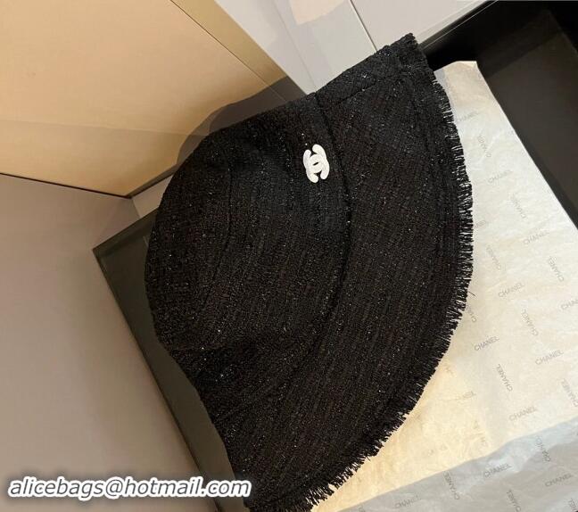 Market Sells Chanel Tweed Bucket Hat with Fringe 1019002 Black 2024