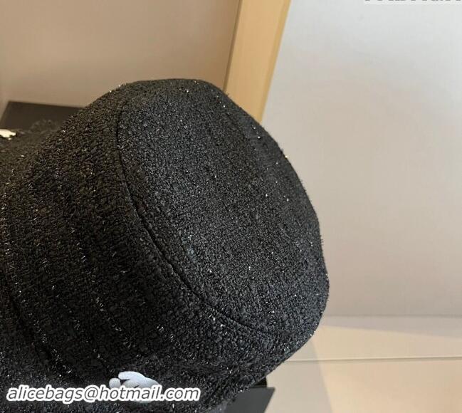 Market Sells Chanel Tweed Bucket Hat with Fringe 1019002 Black 2024