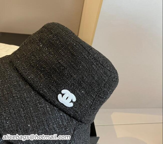 Market Sells Chanel Tweed Bucket Hat with Fringe 1019002 Black 2024