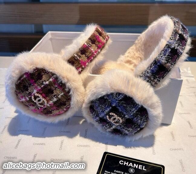 Market Sells Chanel Tweed Snow Earmuff Winter Warm with Pearls CC 1019003 Black 2024