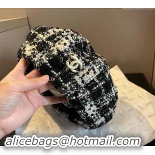 Well Crafted Chanel Tweed Beret Hat 1019005 Black/White 2024