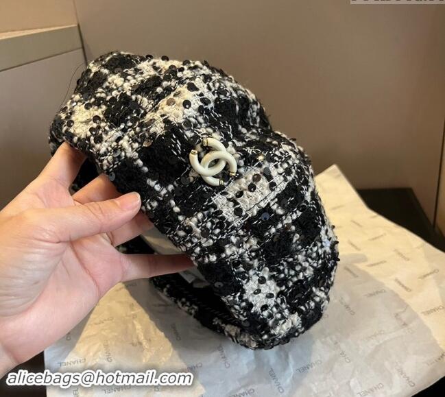 Well Crafted Chanel Tweed Beret Hat 1019005 Black/White 2024