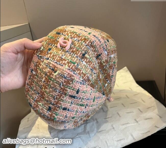 Luxury Cheap Chanel Tweed Beret Hat 1019005 Pink/Multicolor 2024