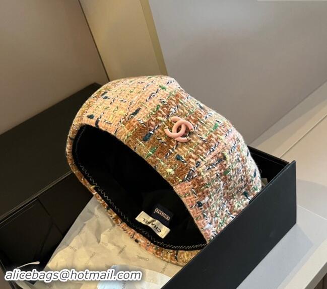 Luxury Cheap Chanel Tweed Beret Hat 1019005 Pink/Multicolor 2024