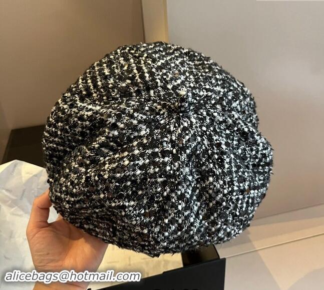 New Fashion Chanel Tweed Beret Hat 1019005 Black 2024