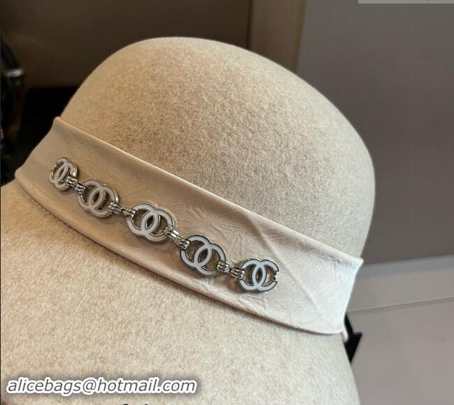 Good Taste Chanel Wool Bucket Hat with CC Chain and Bow 1019010 Beige 2024