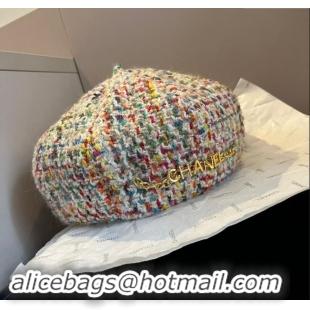 Super Quality Chanel Tweed Beret Hat with Chain 1019011 Multicolor 2024