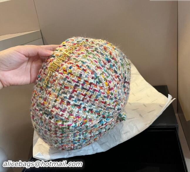 Super Quality Chanel Tweed Beret Hat with Chain 1019011 Multicolor 2024