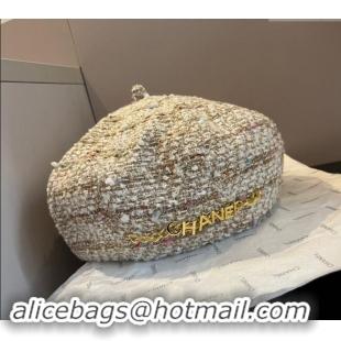 Spot Bulk Chanel Tweed Beret Hat 1019011 Gold/Multi 2024