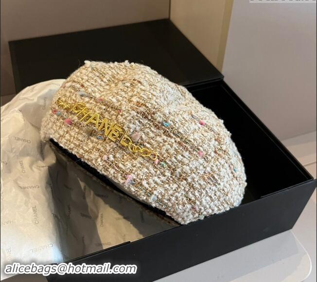 Spot Bulk Chanel Tweed Beret Hat 1019011 Gold/Multi 2024