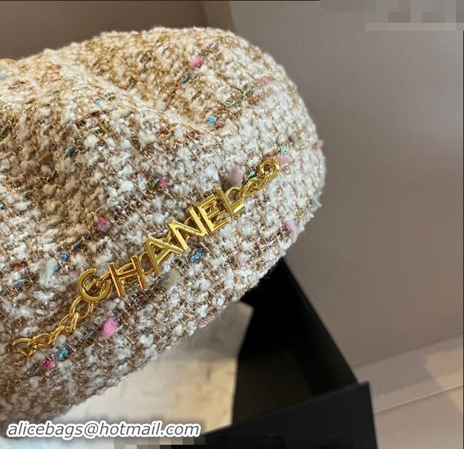 Spot Bulk Chanel Tweed Beret Hat 1019011 Gold/Multi 2024