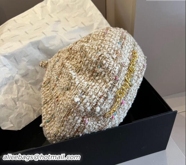 Spot Bulk Chanel Tweed Beret Hat 1019011 Gold/Multi 2024