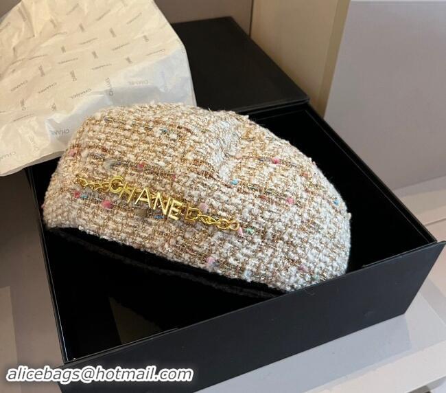 Spot Bulk Chanel Tweed Beret Hat 1019011 Gold/Multi 2024