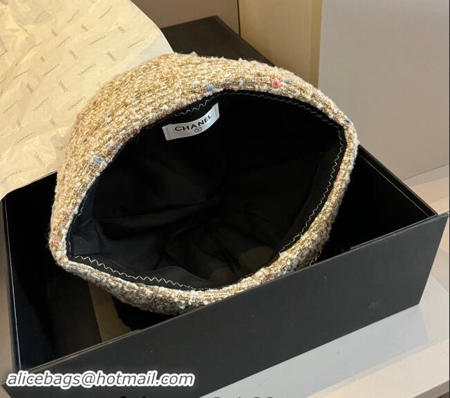 Spot Bulk Chanel Tweed Beret Hat 1019011 Gold/Multi 2024