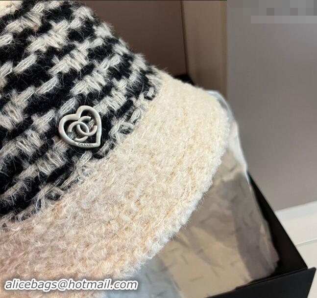 Reasonable Price Chanel Heart Shearling Fur Bucket Hat 1019016 White 2024