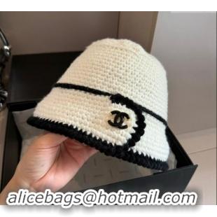 Buy Classic Chanel Knit Bucket Hat 1019018 White 2024