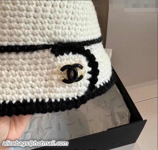 Buy Classic Chanel Knit Bucket Hat 1019018 White 2024