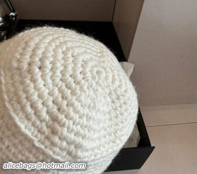 Buy Classic Chanel Knit Bucket Hat 1019018 White 2024