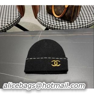 Shop Discount Chanel Knit Hat with Metal CC 1019025 Black 2024