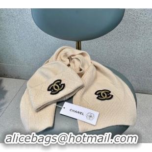 Cheap Design Chanel Cashmere Knit Long Scarf and Hat Set CH102112 Beige 2024