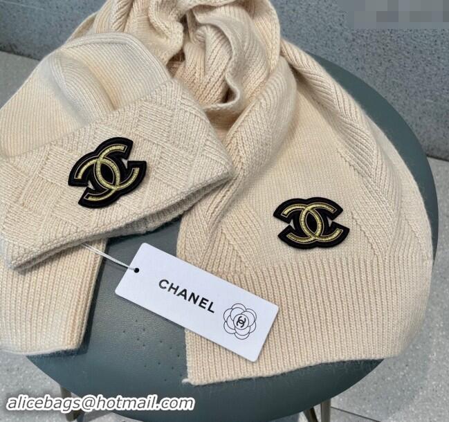 Cheap Design Chanel Cashmere Knit Long Scarf and Hat Set CH102112 Beige 2024