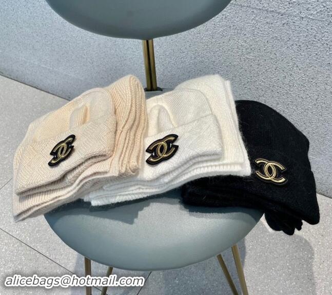 Cheap Design Chanel Cashmere Knit Long Scarf and Hat Set CH102112 Beige 2024