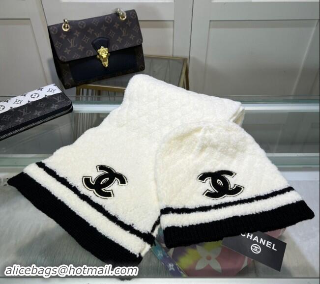 Good Looking Chanel Long Scarf and Hat Set CH102113 White 2024