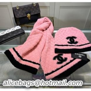 Grade Quality Chanel Long Scarf and Hat Set CH102113 Pink 2024