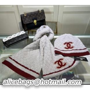 Top Design Chanel Long Scarf and Hat Set CH102113 Grey 2024