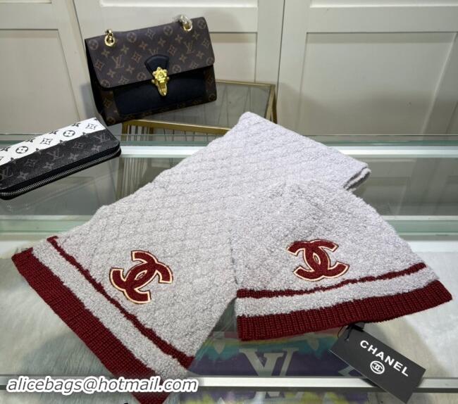 Top Design Chanel Long Scarf and Hat Set CH102113 Grey 2024