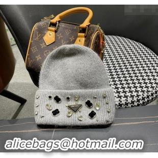 Buy Inexpensive Prada Knit Hat with Charm 0111 Grey 2024