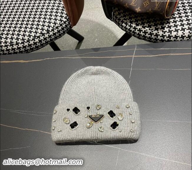 Buy Inexpensive Prada Knit Hat with Charm 0111 Grey 2024