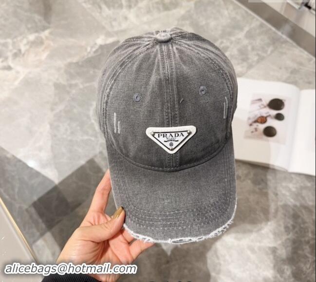 Top Grade Prada Denim Baseball hat 0131 Grey 2024